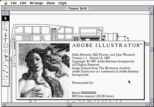 Giao diện thiết kế của Adobe thời kỳ đầu.