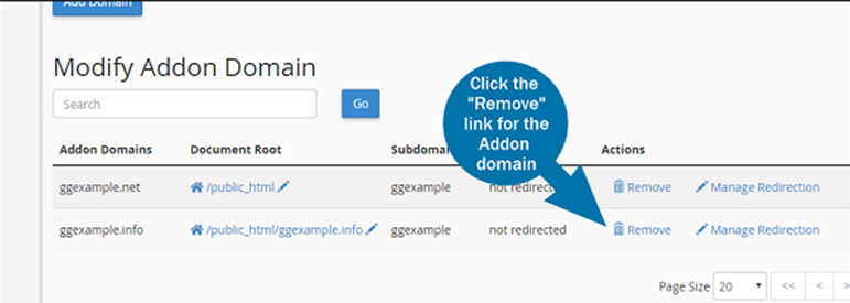 Các bước để xóa một Addon Domain không cần thiết