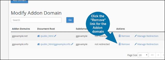 Các bước để xóa một Addon Domain không cần thiết