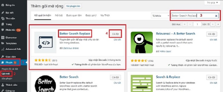cah cai dat plugin Better Search Replace