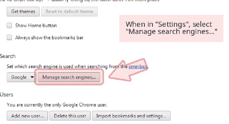 Tiến hành xóa các trang tìm kiếm độc hại trên Chrome