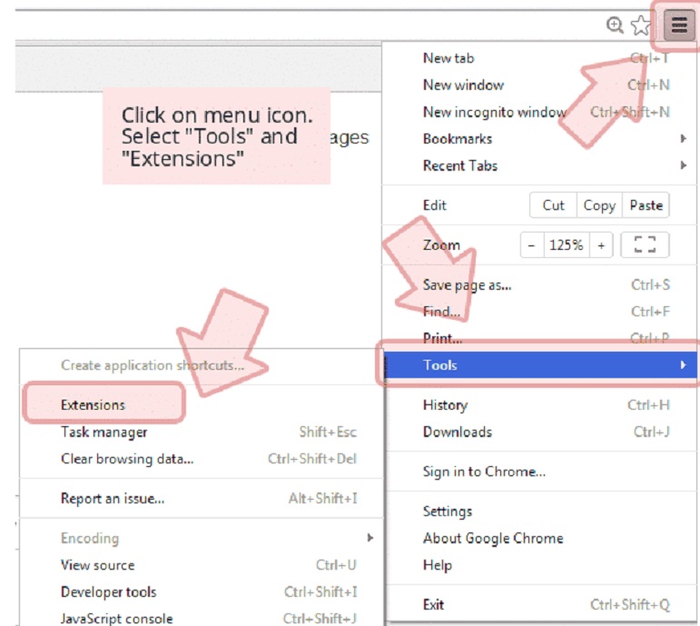 Click bieu tuong menu 3 gach tren trinh duyet Chrome