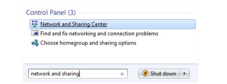 Tại cửa sổ lệnh Run, bạn chọn dòng chữ "Network and Sharing"