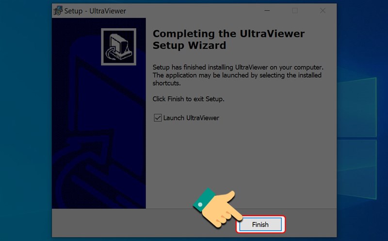 Chọn Finish để hoàn tất công việc cài đặt Ultraviewer