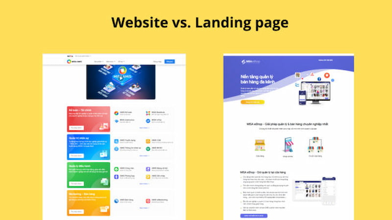 Landing Page và website khác nhau cả về hình thức và nội dung
