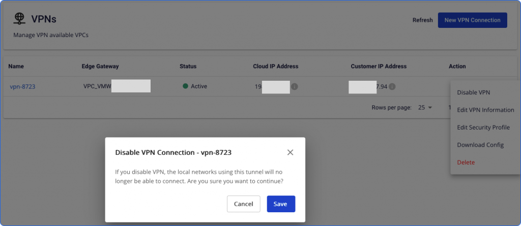 Disable VPN confirm