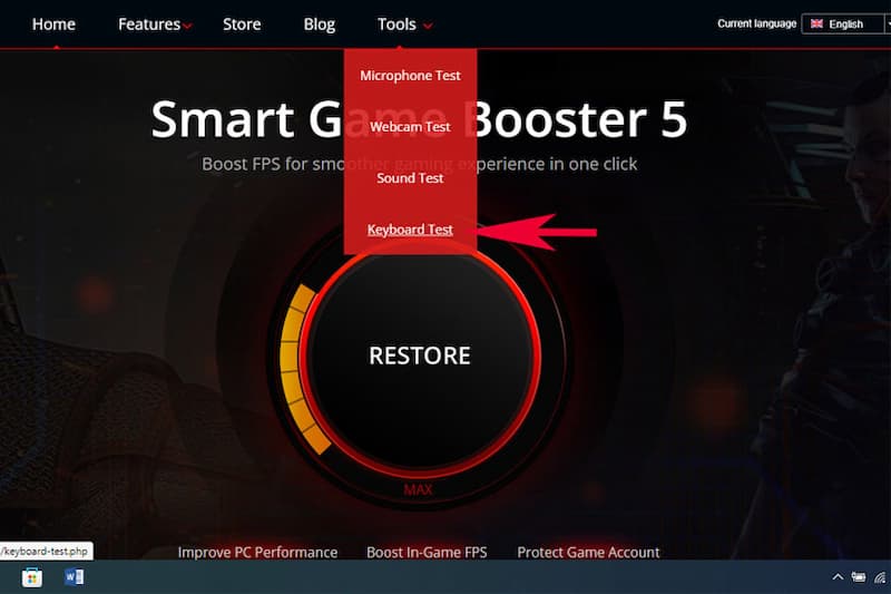 Hướng dẫn các bước test bàn phím bằng PC Game Boost