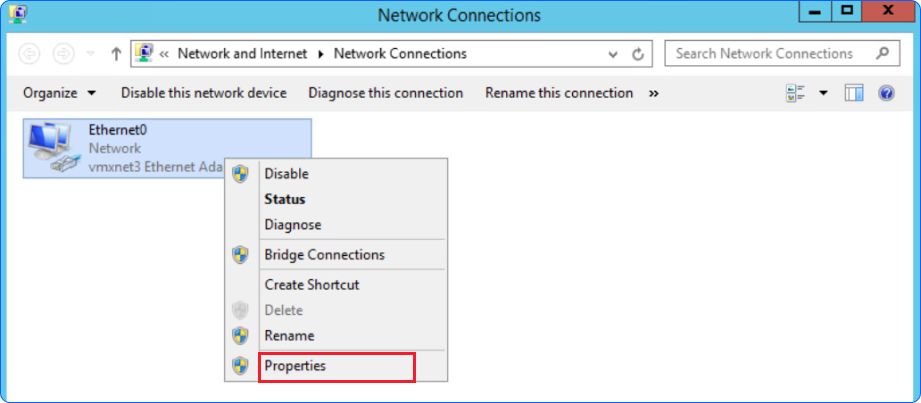 NIC VM window network setting