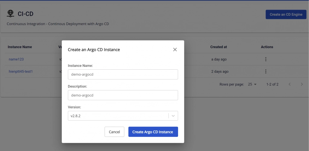 Tạo mới ArgoCD Instance