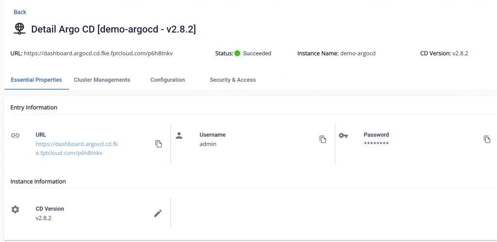 Thông tin chi tiết về ArgoCD Instance