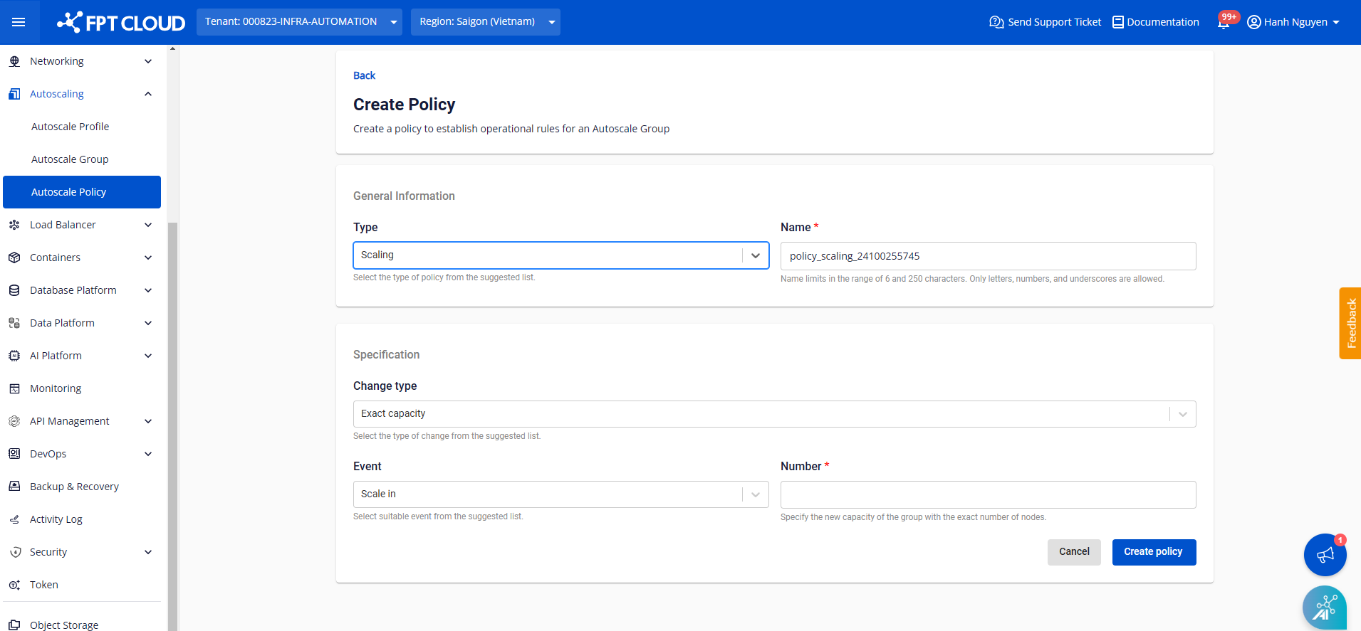 scaling policy