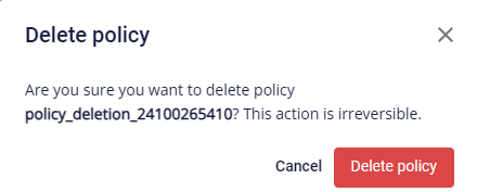 delete policy confirmation dialog