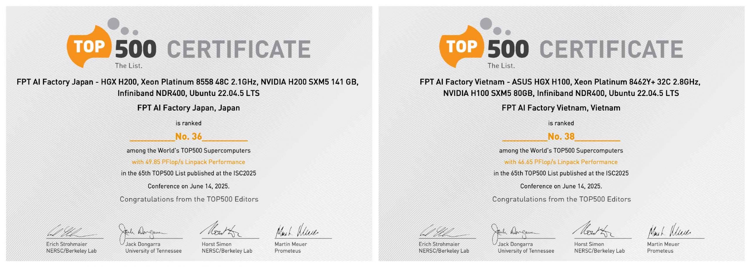 FPT AI Factory TOP500 Certification scaled