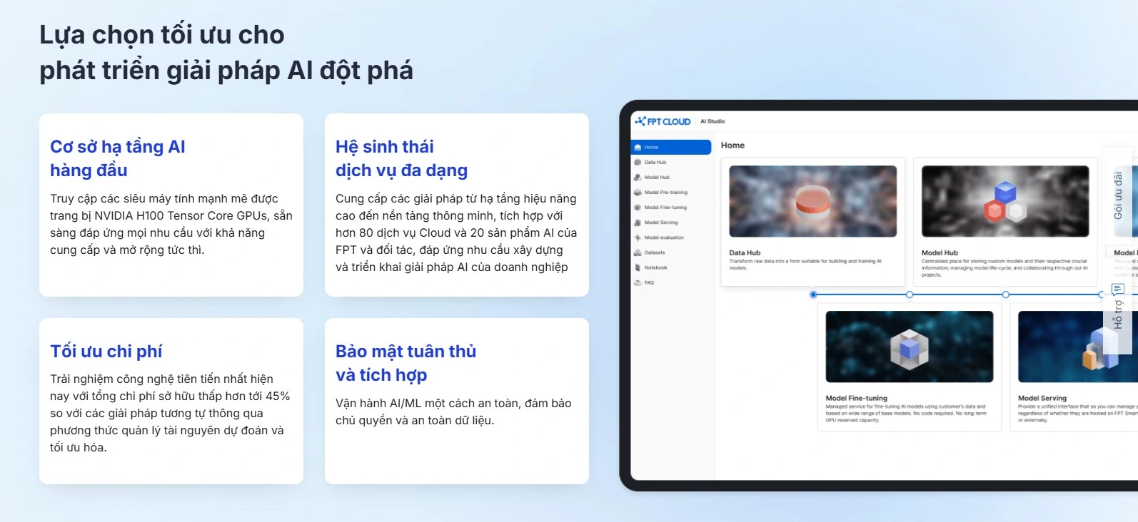 Những ưu điểm vượt trội của giải pháp FPT AI Factory dành cho các doanh nghiệp thuộc tất cả các lĩnh vực khác nhau trên thị trường