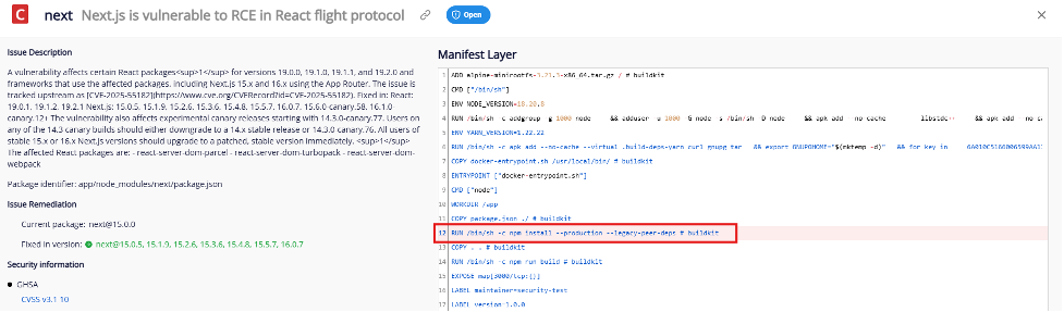 Phát hiện & xử lý nhanh chóng lỗ hổng CVE-2025-55182 với tính năng Image Scanning của FPT AppSec 4 nn