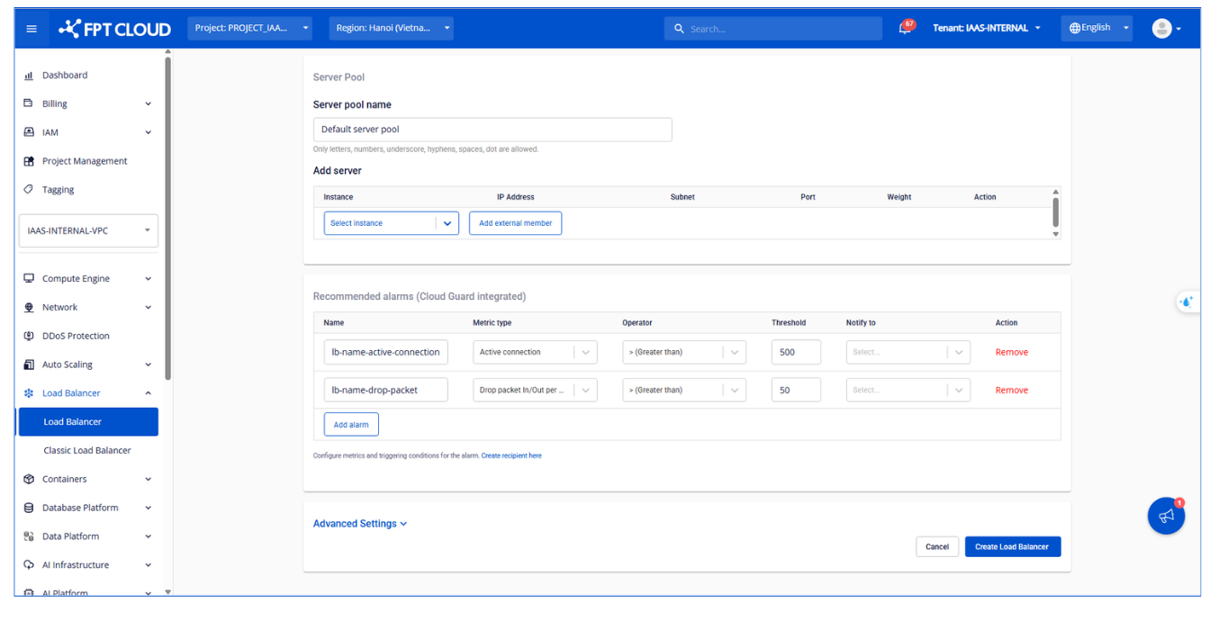 FPT Cloud nâng cấp tính năng: Tối ưu VPN, tăng cường giám sát Load Balancing 9 image1 e1768886430958