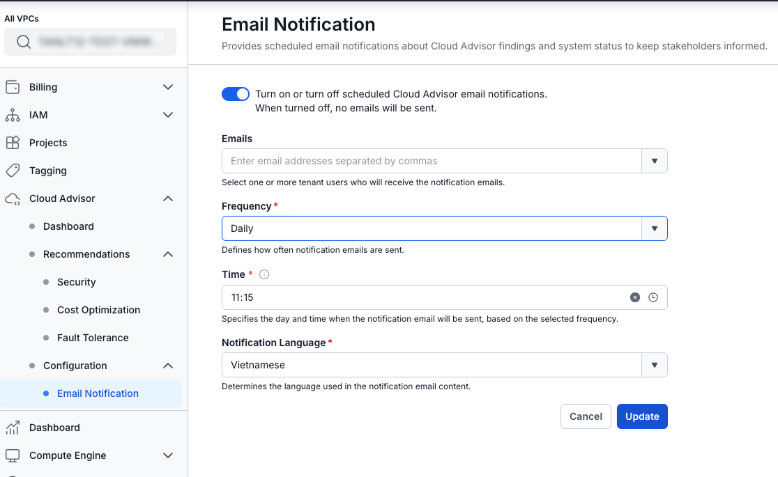 email config